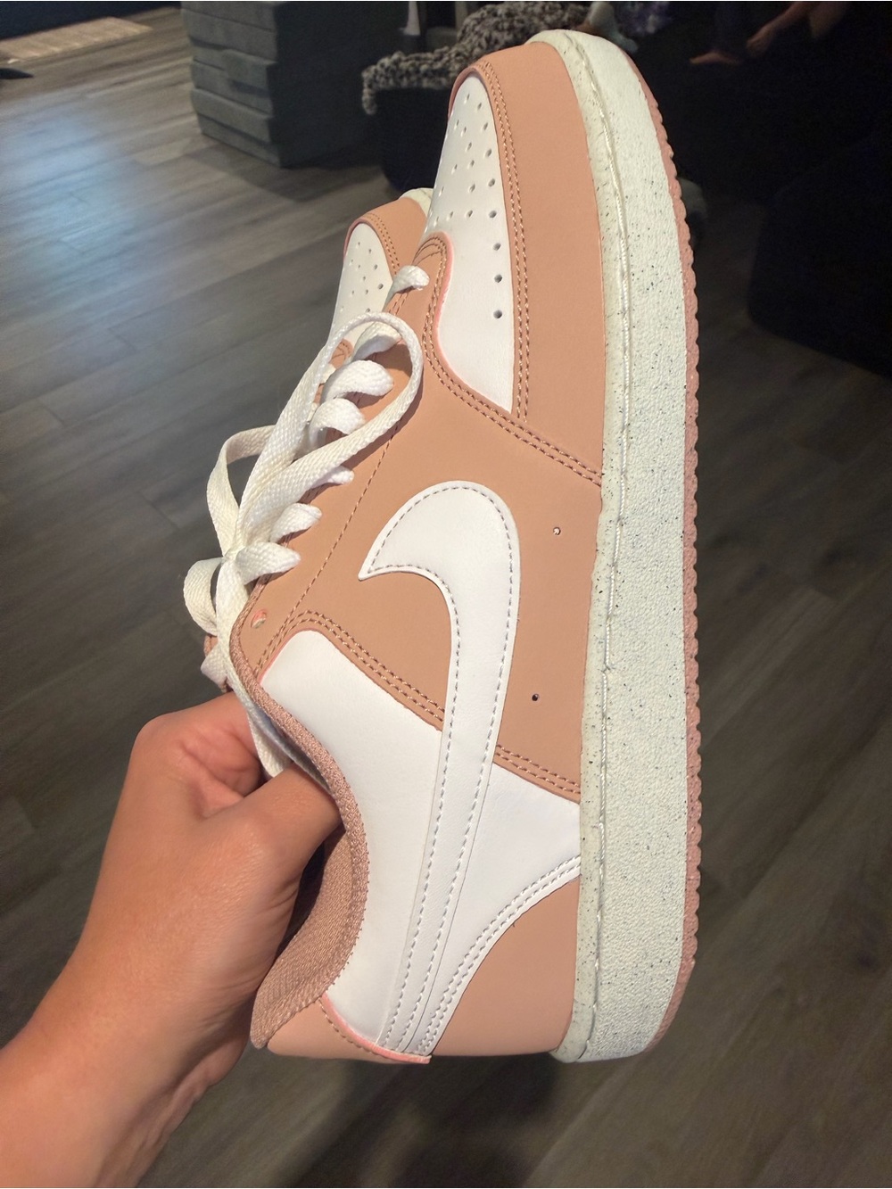 Nike Women’s Low-Top Sneakers in White and Blush Pink